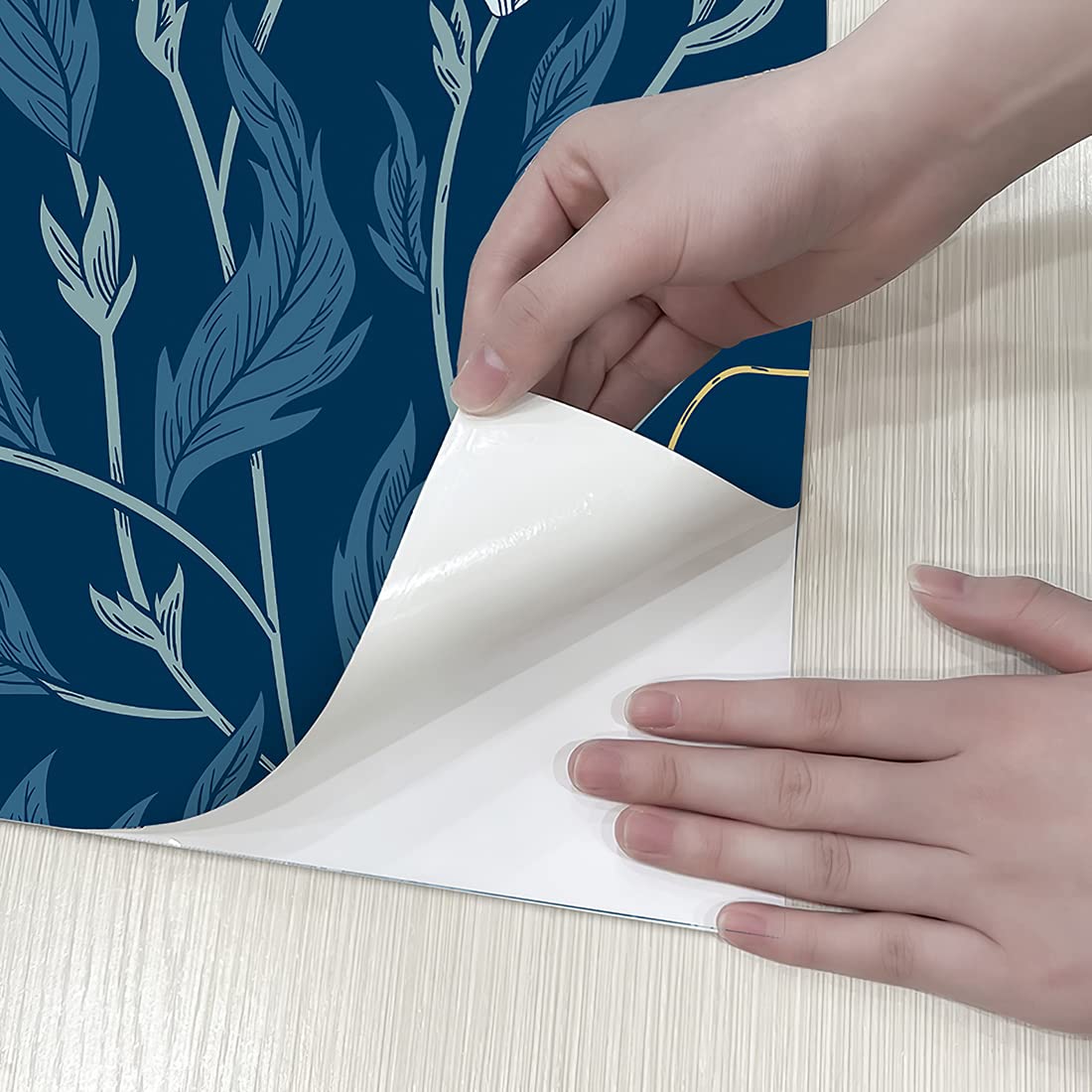 GLOW4U Papier Peint Autocollant Vintage Noir Et Blanc Avec Oiseaux Et, image size:1100x1100