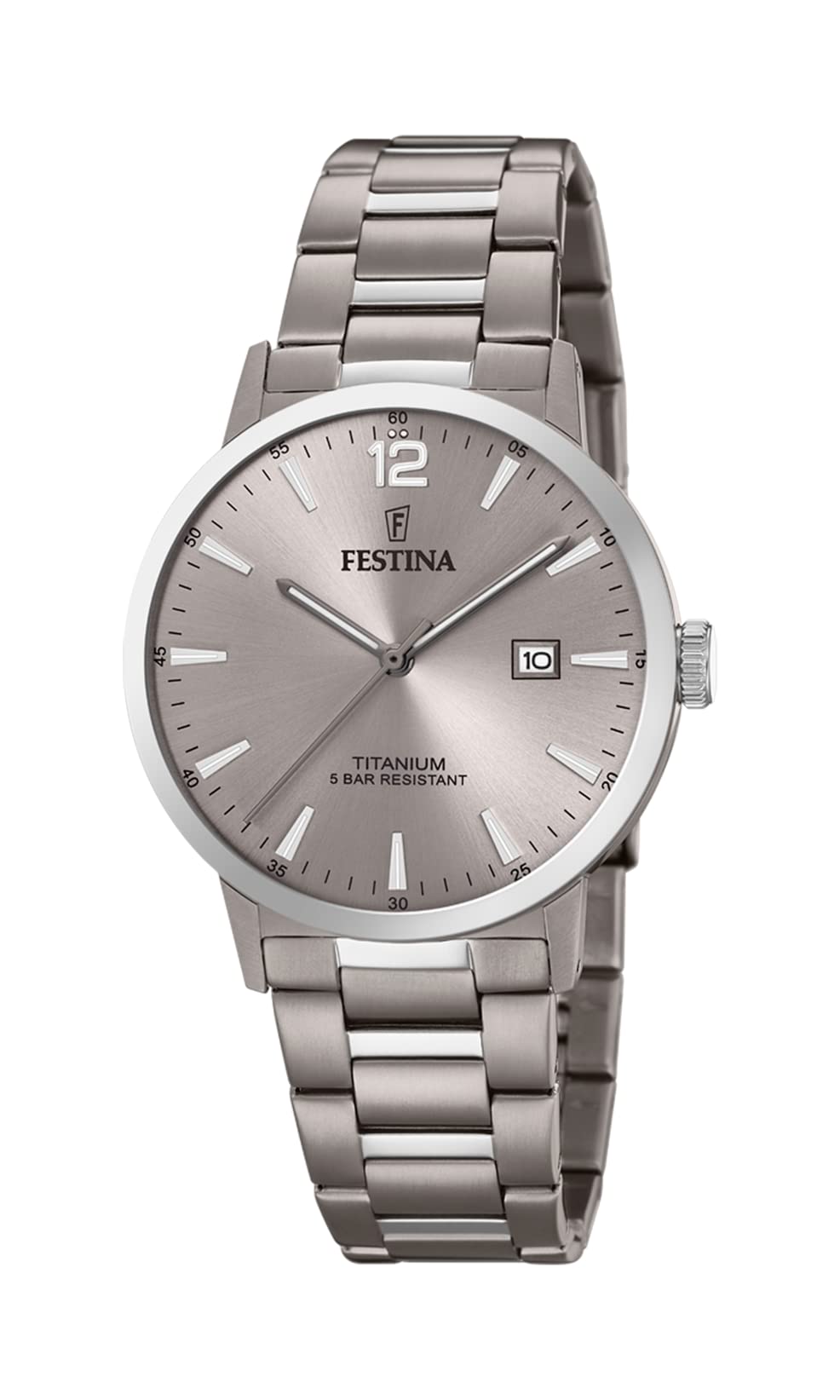 Festina Orologio Uomo Analogico - Titanio Grigio - Movimento Al Quarzo - Calendario - Vetro Minerale Alta Resistenza - Impermeabile 5 Atm - Classico - F20435/2 Calendario Titanium-image