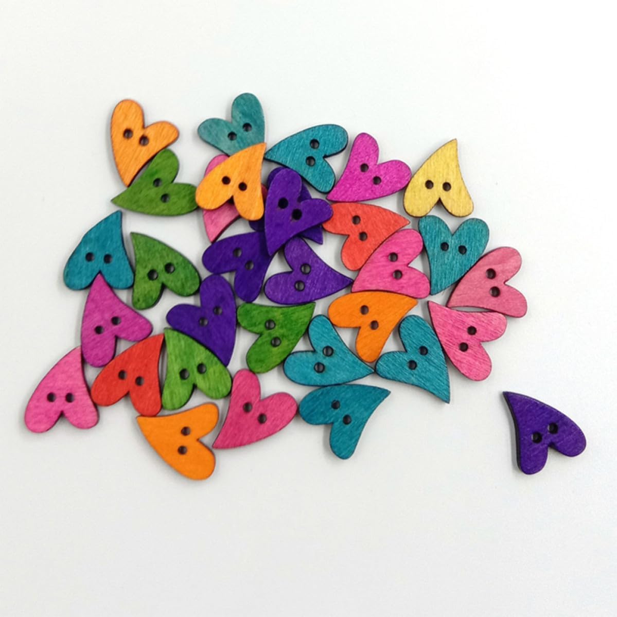 Colorful Wooden Buttons Mixed 100pcs Curved Heart Sewing Buttons image 5