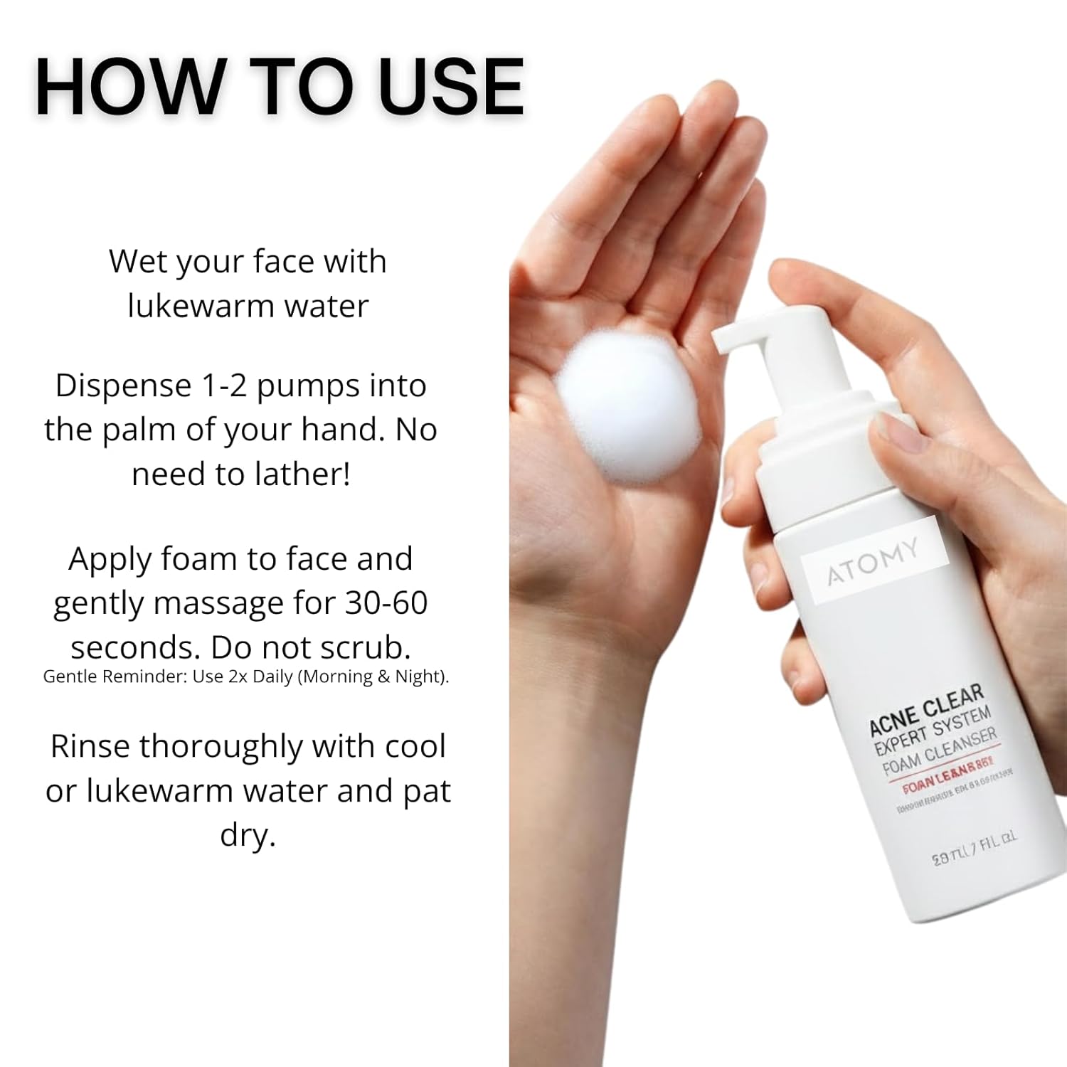 A.t.o.m.y Ac-ne Foam Cleanser 5.1 FL OZ. / 150ml - Korean Skincare Foaming Face Wash for Women - Ideal for Oily Skin - Moisture-Supporting Face Cleanser - Deep Cleansing, Makeup Removal, Gentle, - Image 5
