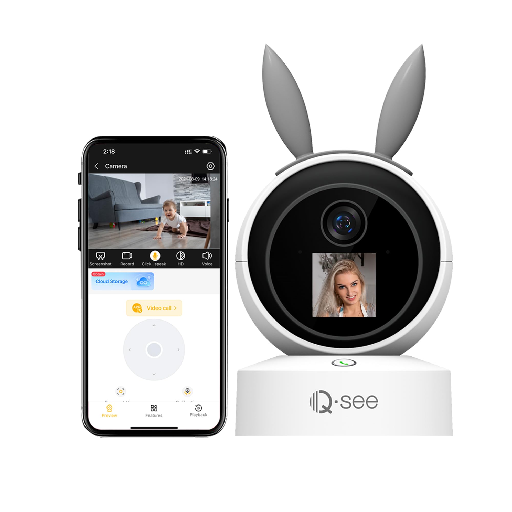 Q-See 2K Indoor Pan/Tilt Smart Security Camera, 2.4G/5GHz 2 Way Video with Night Vision and Motion Detection, Baby/Pet Camera with Phone App, Cloud &
