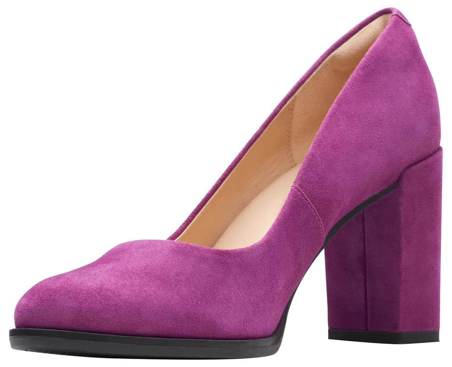 Clarks Women's Freva85 Court Pump, Purple Suede, 5.5 UK
