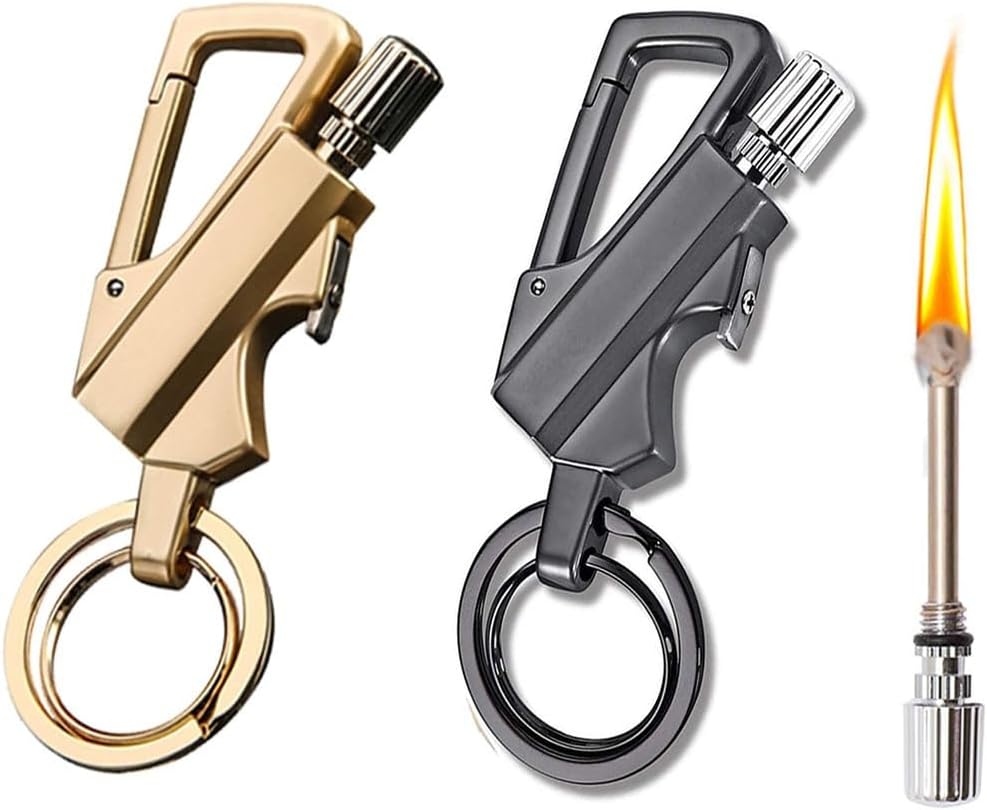 Keychain Match Kerosene Lighter with Multi-Function Bottle Opener, Reusable Waterproof for Camping, Outdoor, Men's Gift(2pack 3)
