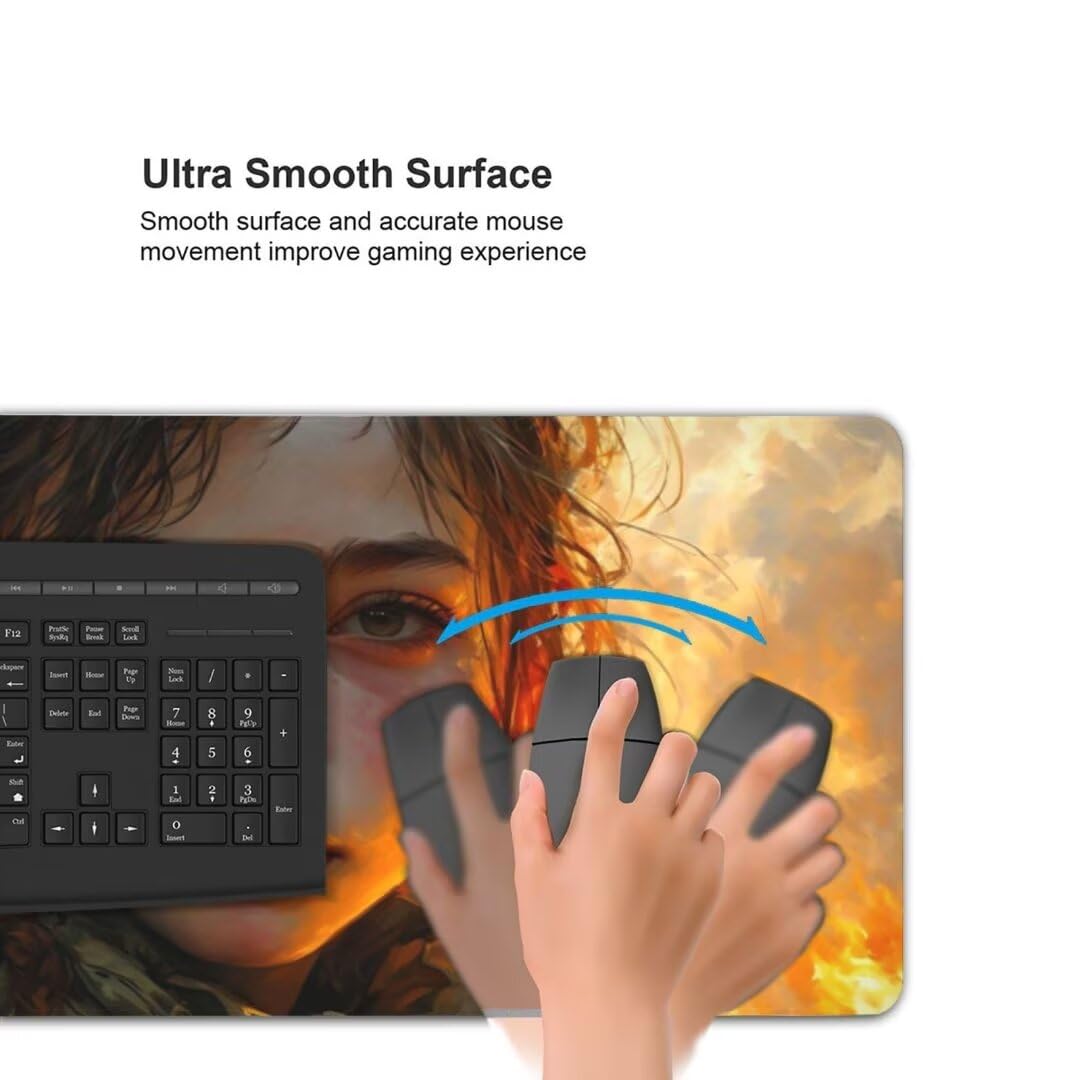 Alfombrilla de ratón 1400x600x3 MM, Alfombrilla Ratón XXL Extendida de Gran Tamaño con Bordes Cosidos, Base de Goma Antideslizante Almohadilla para Teclado, Una Mujer Hermosa S-9113