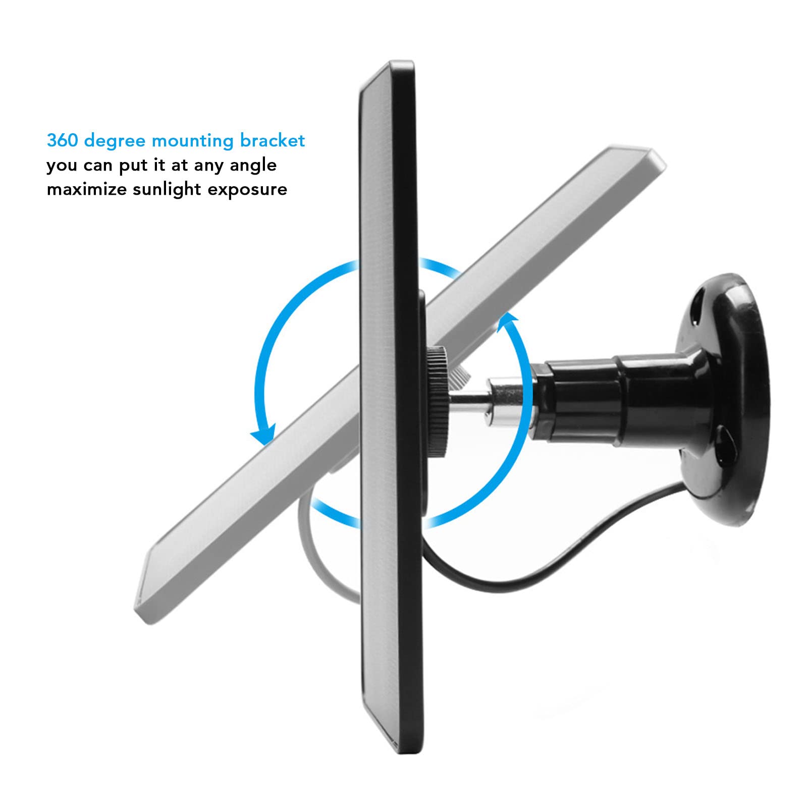 Elprico Pannello solare per telecamera di sicurezza, per telecamera di sicurezza DC 5V, caricatore per telecamera impermeabile IP65, telecamera di sicurezza alimentata a batteria ricaricabile (Nero)