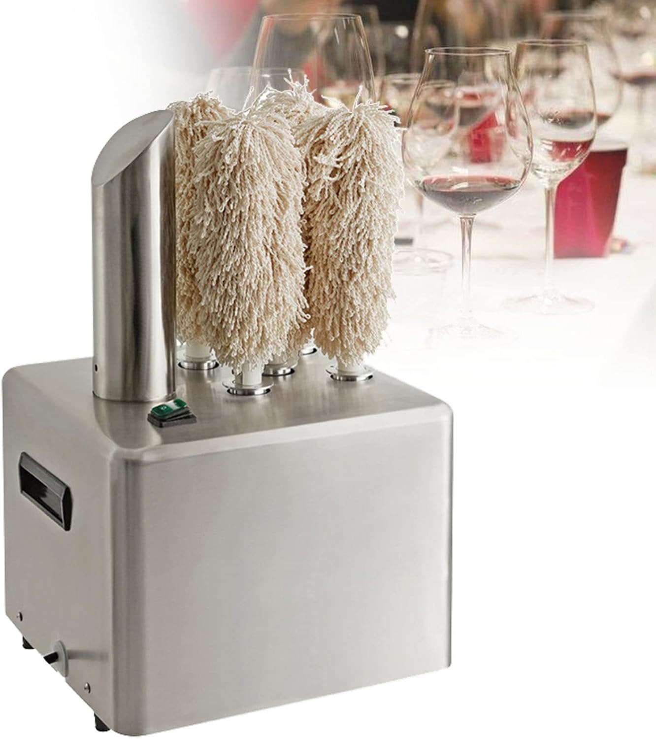 Asciugatrice Elettrica Automatica per Calici da Vino Professionale, Lucidatrice Elettrica per Calici da Vino, Include 3/5/8 Spazzole, Pulizia a 360° Senza Angoli Morti per Hotel 3heads