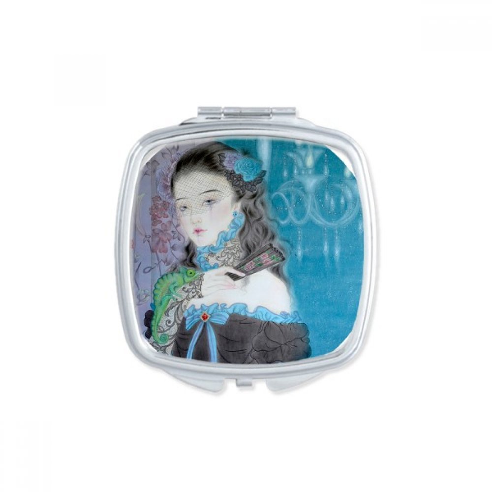 Miroir de poche fille hibou mignon style chinois - Petit miroir de maquillage portable rond