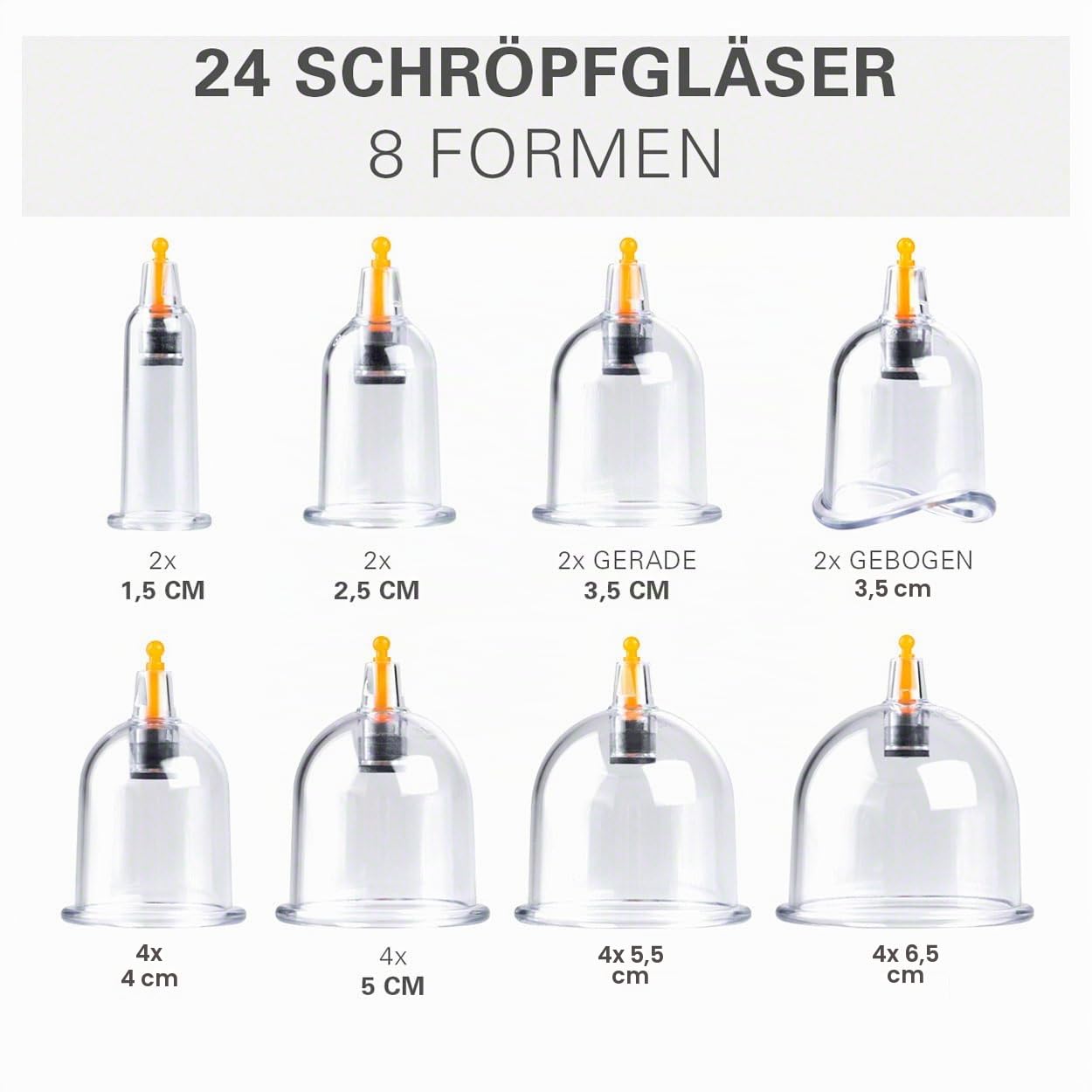 Sport-Tec Schröpfglas-Set mit Vakuumpumpe, 27-TLG.
