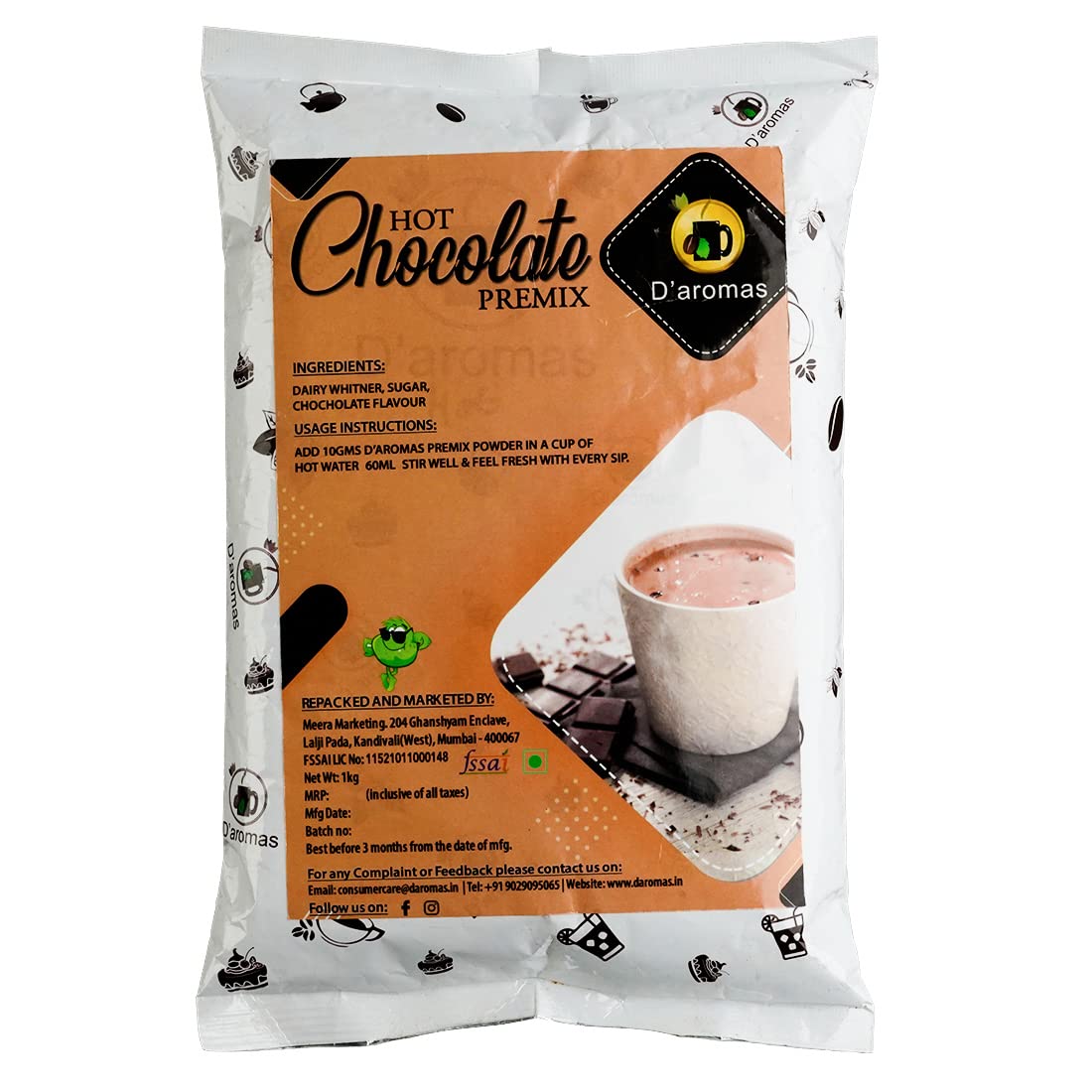 Daromas Hot Chocolate Premix 1kg, Instant Drink | Rich Taste- Just Hot Water | Suitable for all Vending Machines (B09W627TCF) Amazon Price History, Amazon Price Tracker