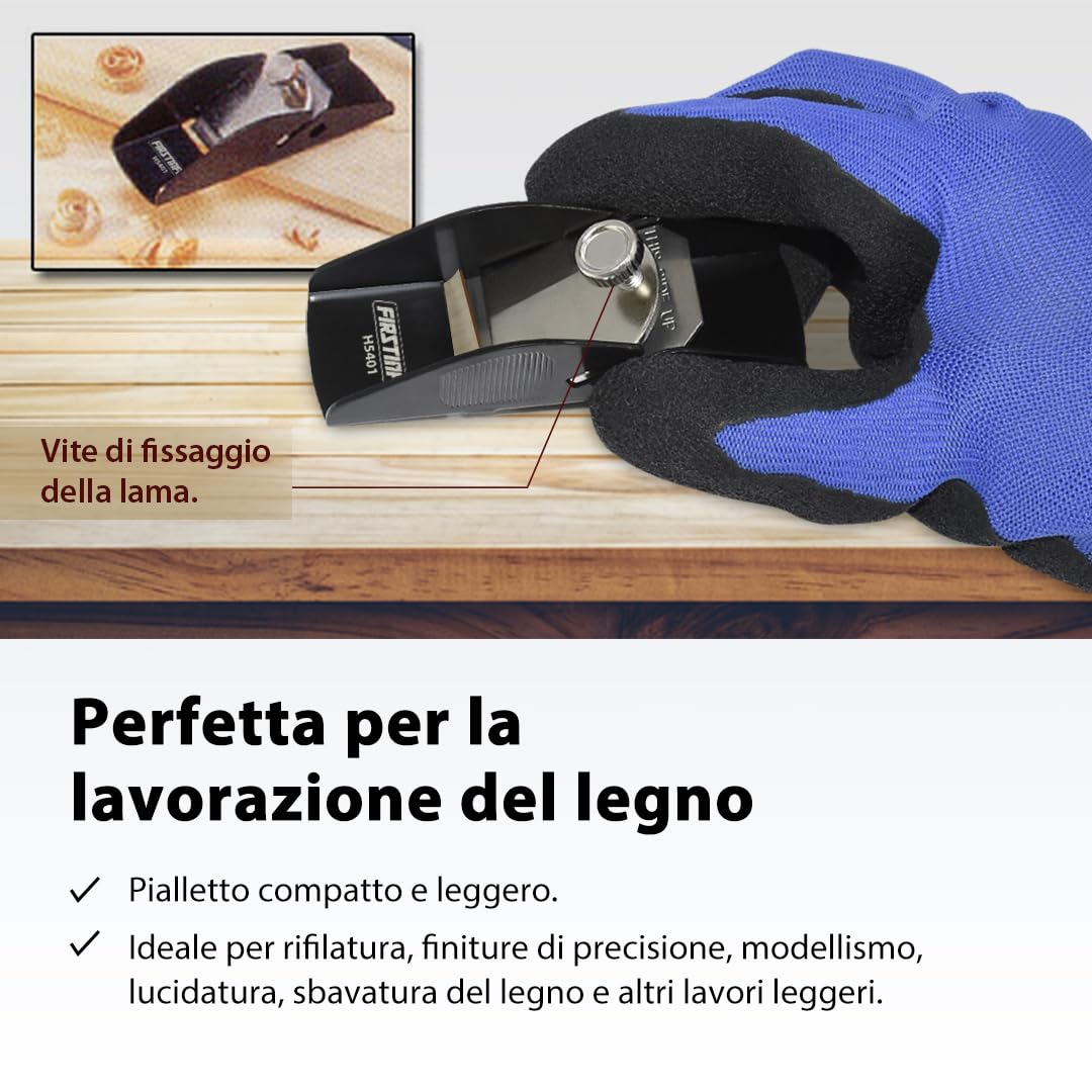 FIRSTINFO H5401 | Mini Pialletto Manuale in Acciaio Leggero | Pialla per Rifinitura del Legno