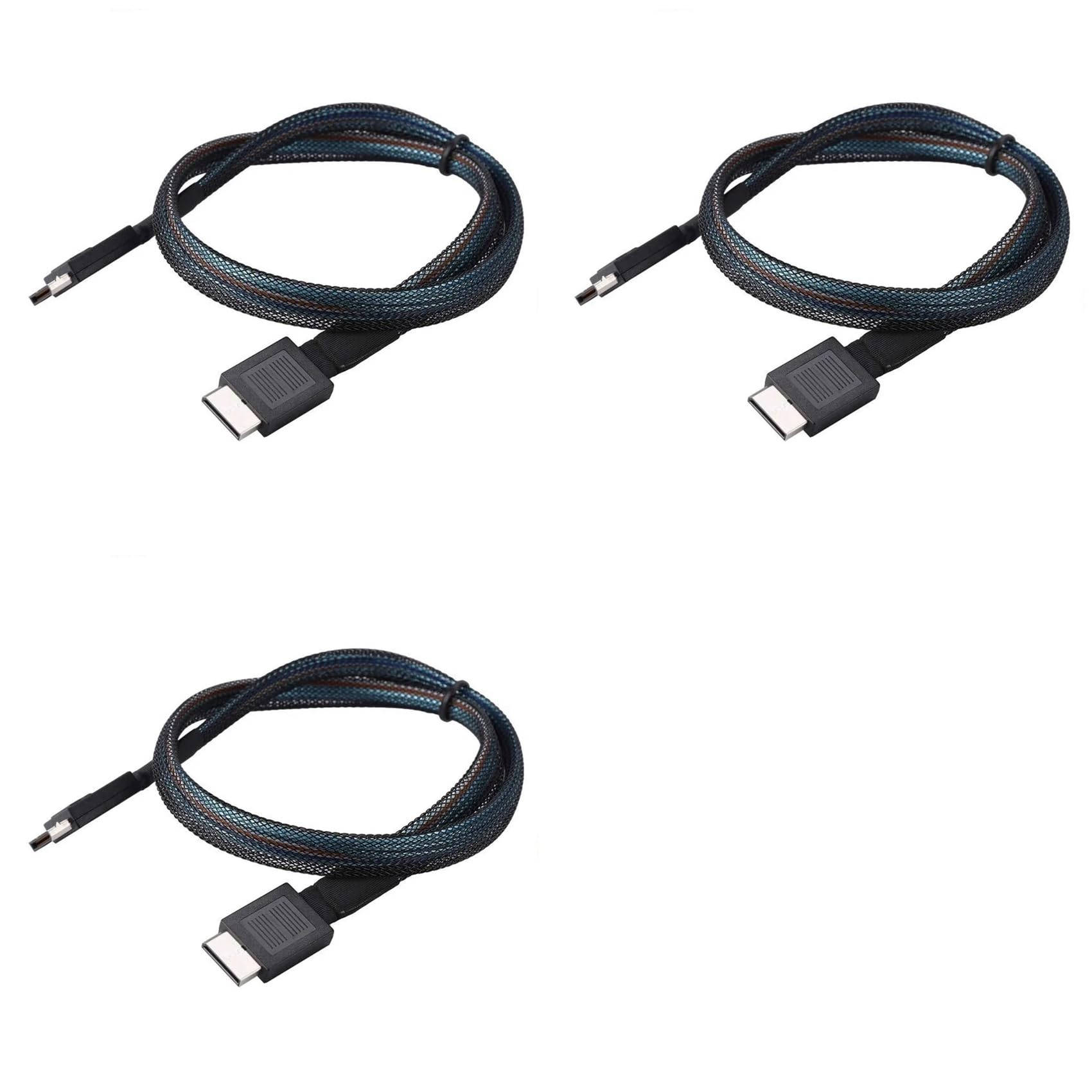 3X Câble D'Extension de Données PCIE4.0 SAS 24 Gbit/S Oculink SFF-8611 vers SFF-8611 Ligne de Transfert de Données du Serveur (1 M)