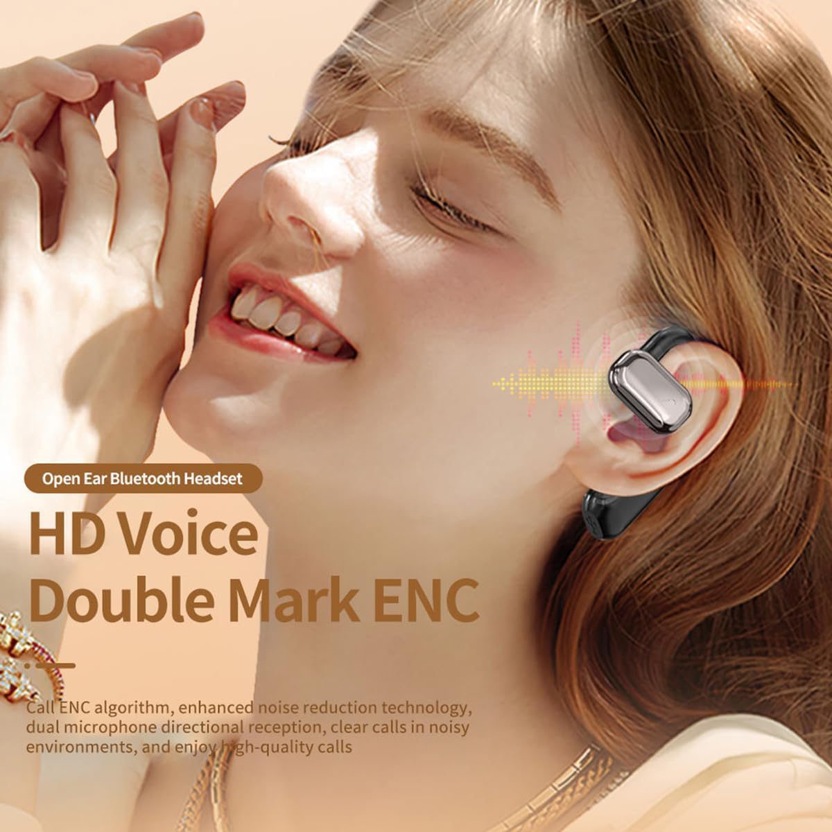 Open Ear Headphones Bluetooth 5.3 Earbuds Air-Guided Wireless Earhones for Business Calls,30 Hours Playtime Sports Headphones with Earhooks for Workout Driving Walking,White