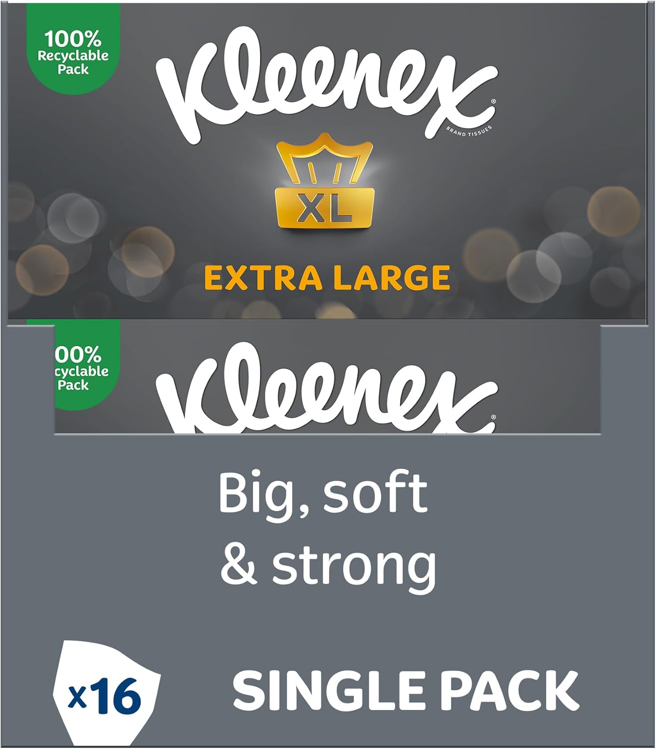 Kleenex Extra Large Facial Tissues, 100 Recyclable Packaging, 16