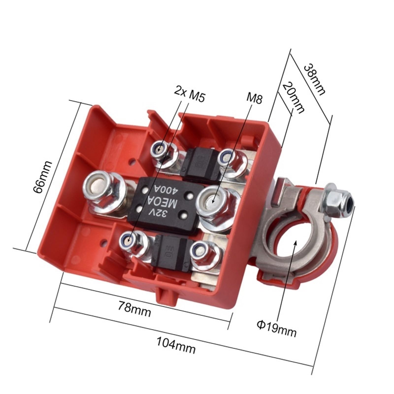 1Pcs 32V 400A Auto Distribuzione Terminale Positivo In Ottone Morsetti Connettore Fusibile A Sgancio Rapido Caravan Accessori Auto (Color : 1PC)