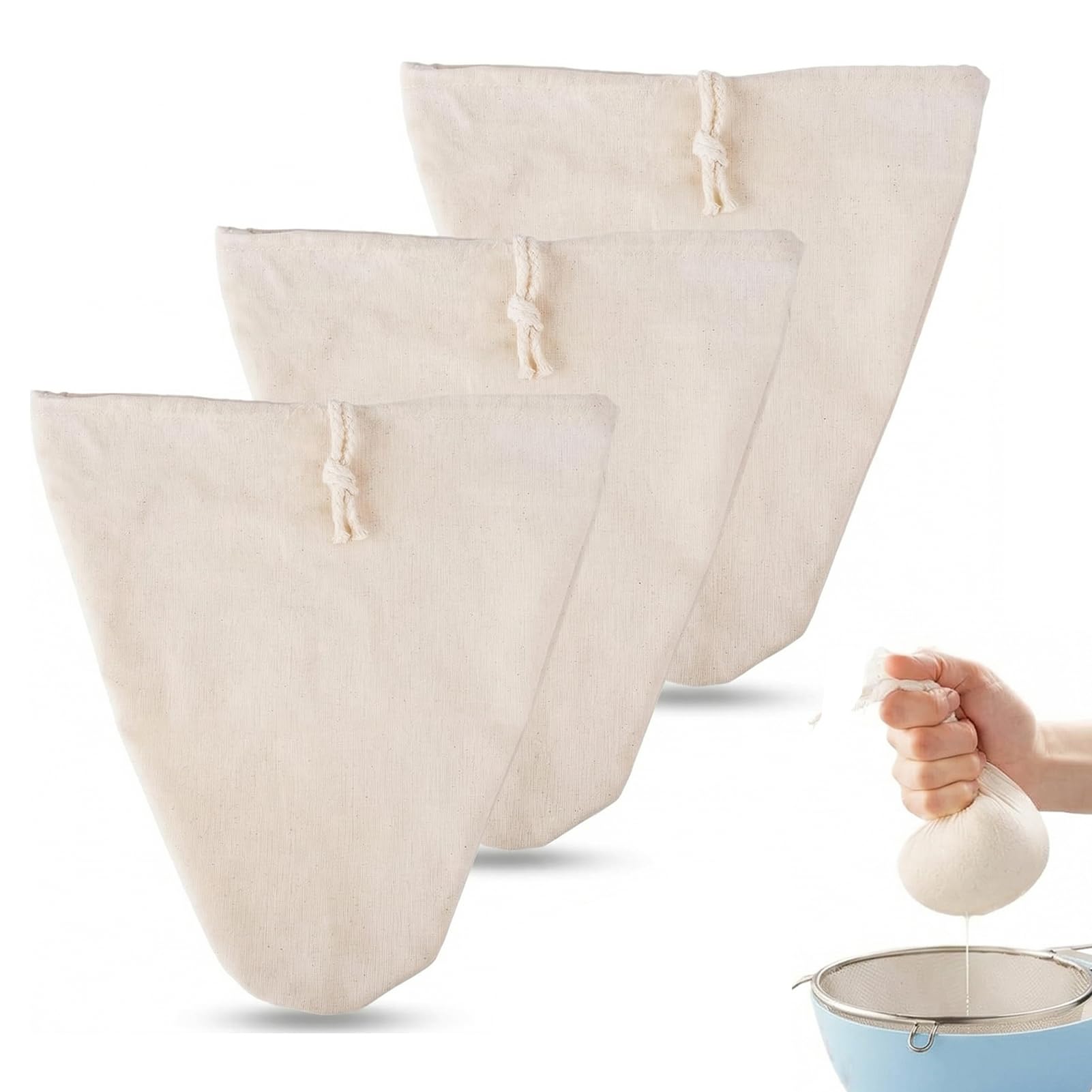 lot 3 sacs filtre lait végétal lavables
