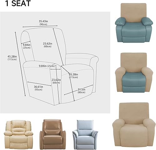 Miniatura 4 de vctops 4 fundas elásticas resistentes al agua, para sofá reclinable, suave, a cuadros, con correa elástica antideslizante, protector de muebles para