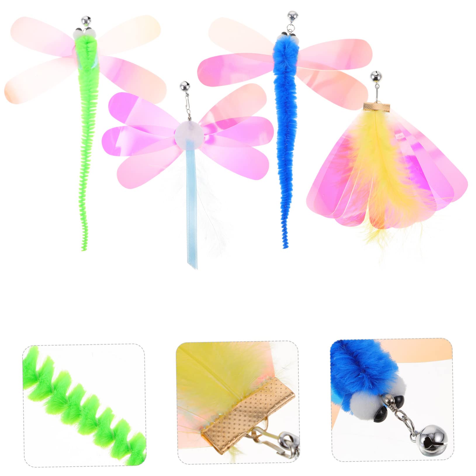 Toddmomy 40pièces Jouets De Remplacement pour Chat Kit De Jouets à Agiter Accessoires De Jeux Interactifs avec Libellules Et