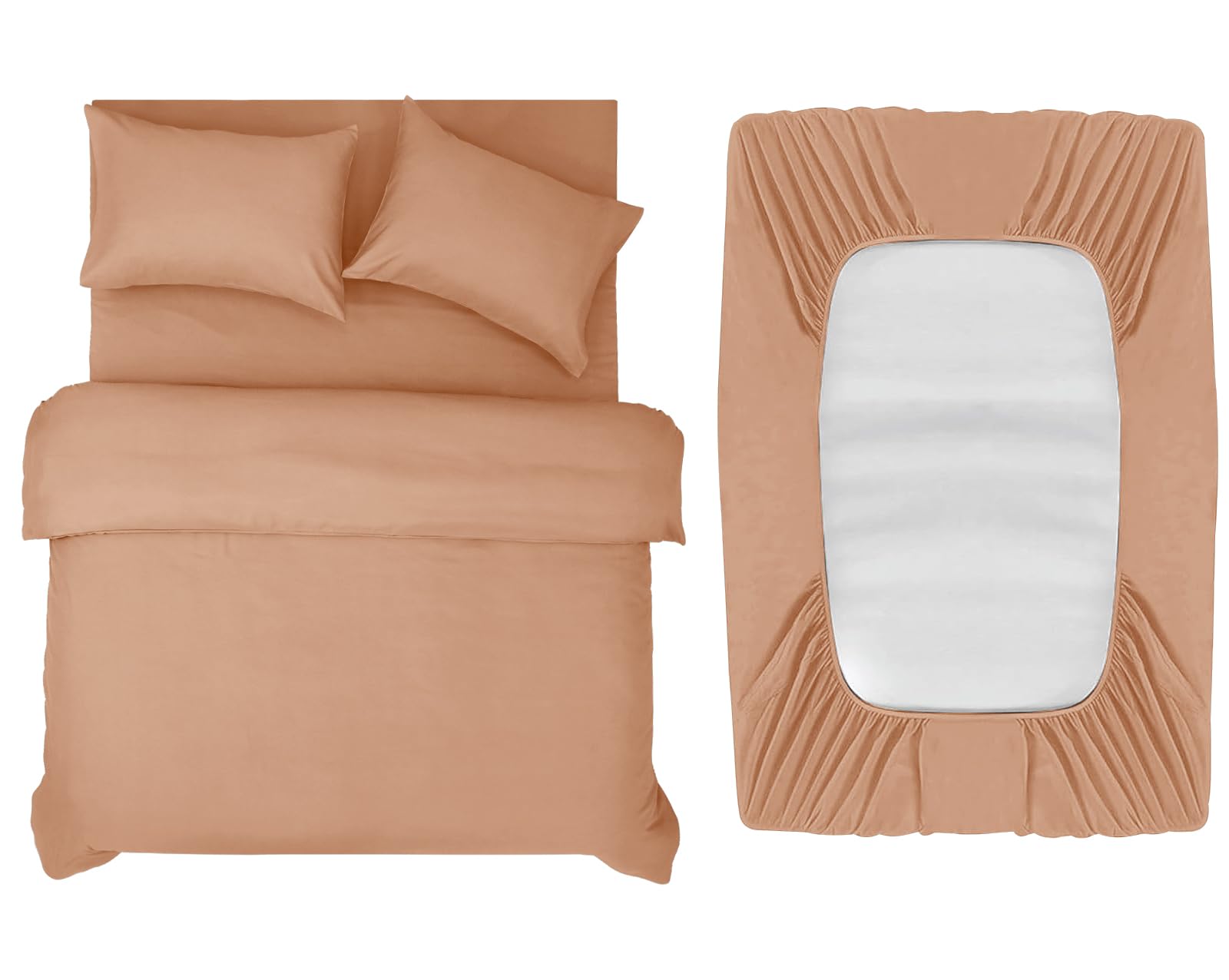 INSPIRE HOMEWARE king size duvet cover set - Duvet Cover,Fitted Sheet with 2 Pillowcases - Premium Brushed Microfiber 4 piece king size bedding - Peach Quilt Cover Set for All Seasons — image 1