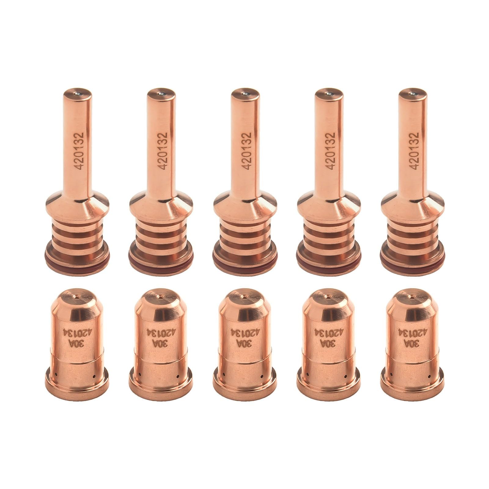 5 électrodes 420132 et 5 buses 420134 pour consommables de découpe plasma PMX 30AIR, compatibles avec PMX 30 AIR