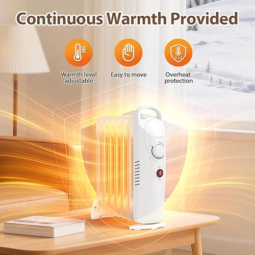 Miniatura 4 de Calentador de radiador lleno de aceite, calentador radiante eléctrico de aceite, protección contra sobrecalentamiento, calentador de espacio