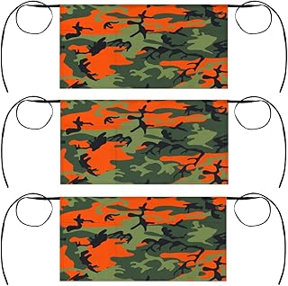 bisibuy Camouflage Waitress Waiter Server Short Aprons Orange Green Camo Half Aprons for Women Men with 3 Pockets Stylish Waist Apron for Waitress Bartender Barista Restaurant Bistro Cafe Bars 3-Pack