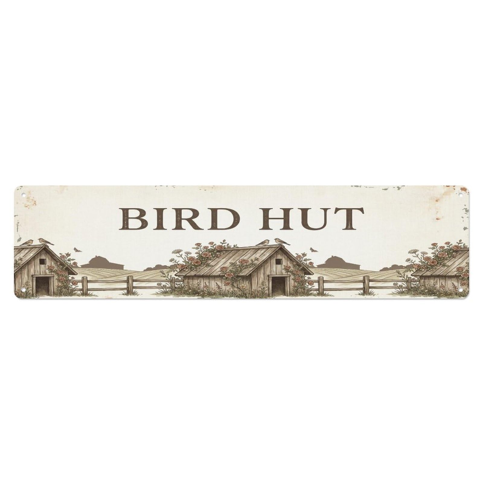 Vintage Hut Up Bird Farmhouse Funny Bird Backyard Farm Metal Tin Sign Plaque Wall Decor for Cafe, Club, Garden Metal Poster 4x16Inch