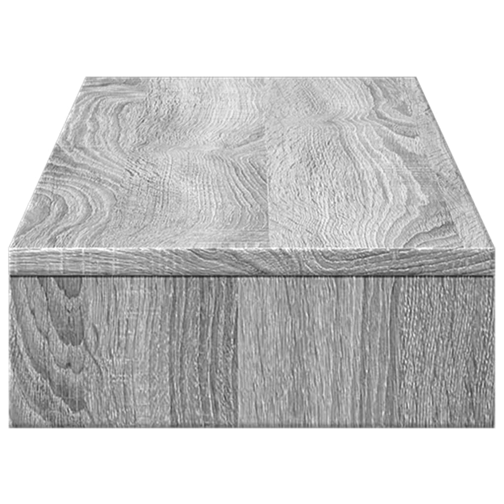 Supporto doppio per monitor grigio Sonoma in legno 100 x 27 x 10 cm per 2 monitor, supporto da scrivania per postazione di lavoro, con spazio e organizer