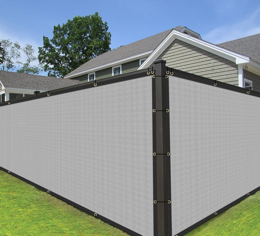 Miniatura 7 de COARBOR Rejilla de privacidad para valla de 5 x 25 pies, resistente para pared al aire libre, patio, terraza y porche, color gris claro