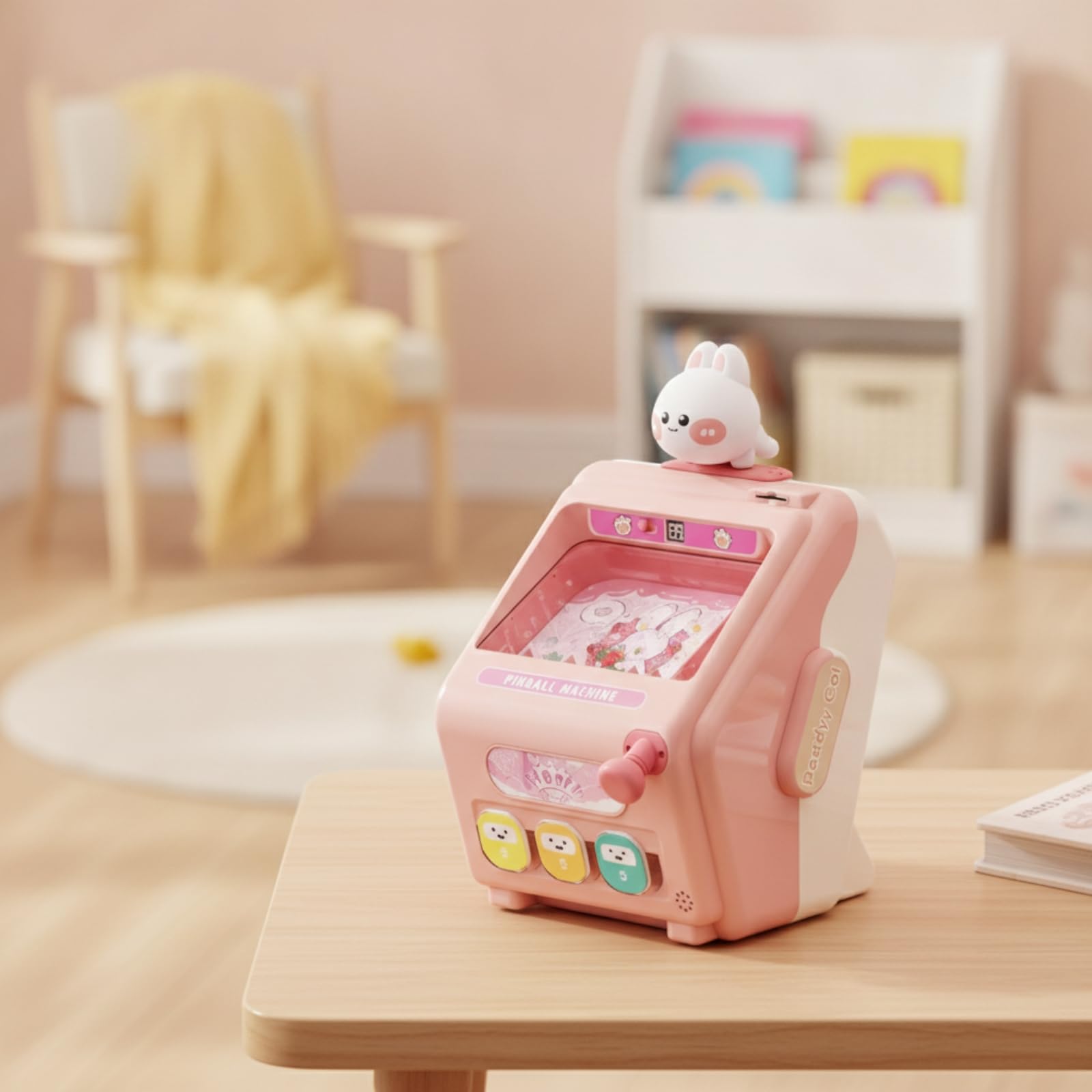 Jeu d'Adresse pour Enfants avec Machine à Billes Table à Commans Avant et Afficheur Numérique pour Divertissement Éducatif Adapté aux Activités Groupe en Intérieur, Machine À Billes Lapin