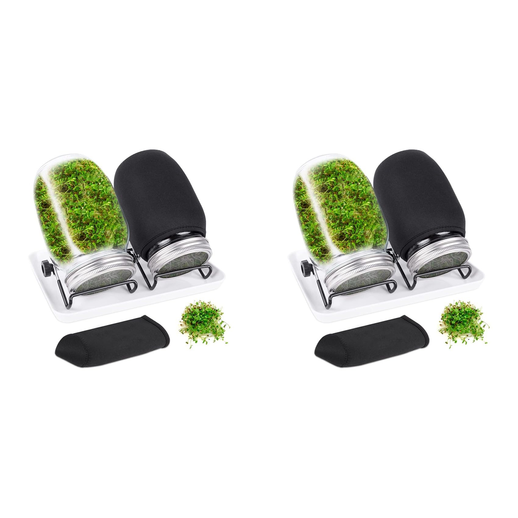Hndhbfgrt 4X Seed Sprouting Jar Kit with 4 Wide Mouth Jars Bean Sprouts Growing Kit Growing Jar with Mesh Screen Lids