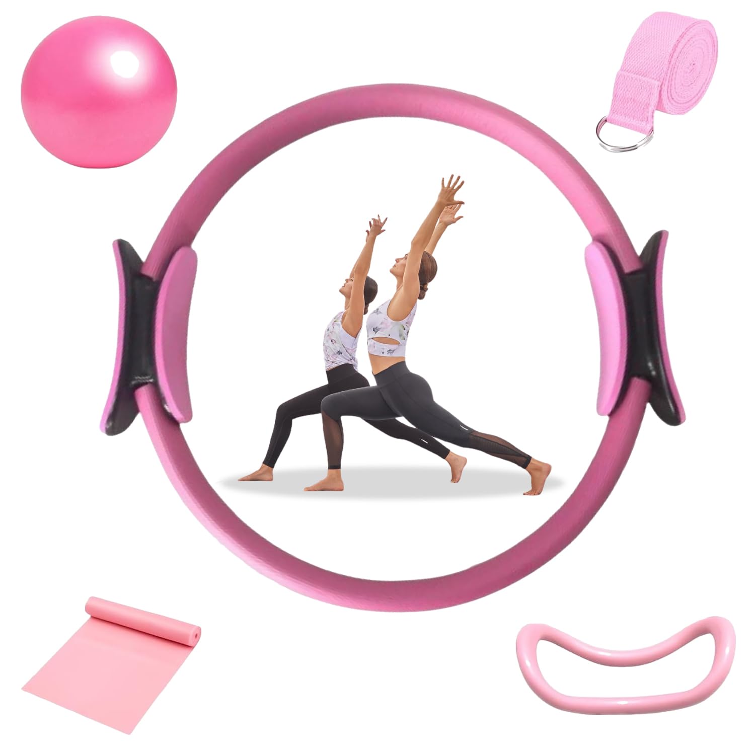 Anello di Pilates per donne, Cerchia di Pilates, Anello Yoga Accessori, Set da pilates per la casa, Kit di Anelli per Pilates, Pilates Essentials Kit, per Esercizi Interni della Cosce e Gambe