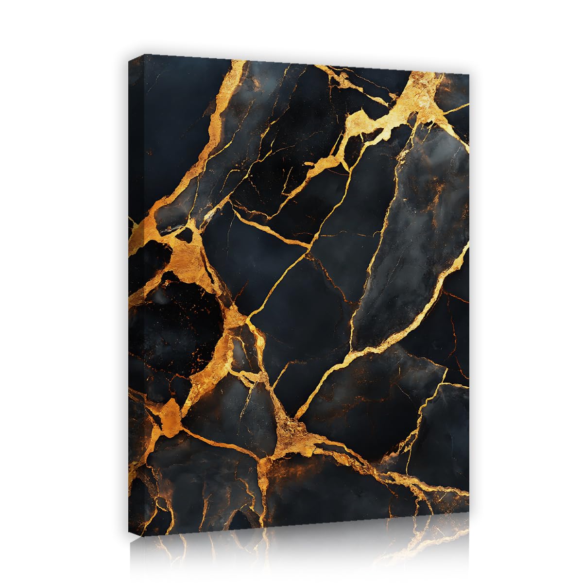 TOANGWALL Contemporary Fluid Canvas Wall Art Hallway Elegant Dark Golden Stripe Pictures for Dining Room Corridor Entryway Kitchen Decor 85x100cm