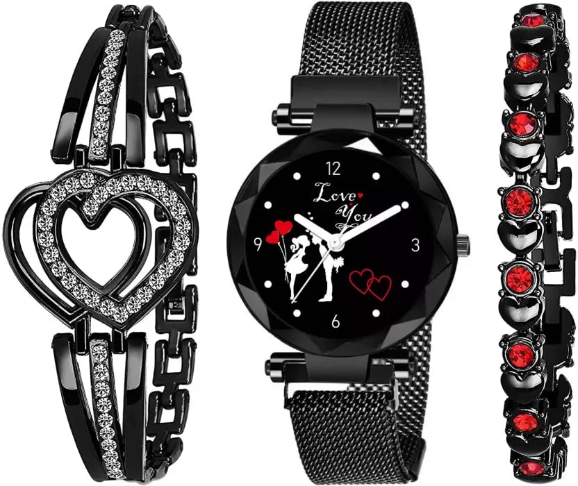 RUSTET Couple Designer Magnet Chain Strap MG118 Watch for Girl Analog Watches for Womens & Girls (RED_HRT) (B0C4F1PR6R) Amazon Price History, Amazon Price Tracker