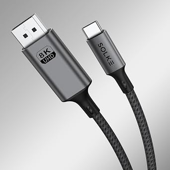 USB-C to DisplayPort 1.4 Kablo 2 Metre 8K 60Hz 4K 144Hz 2K 240Hz Type-C to DP Monitör Kablosu Thunderbolt 5/4/3 Uyumlu
