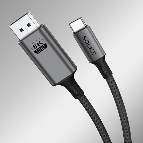 USB-C to DisplayPort 1.4 Kablo 2 Metre 8K 60Hz 4K 144Hz 2K 240Hz Type-C to DP Monitör Kablosu Thunderbolt 5/4/3 Uyumlu