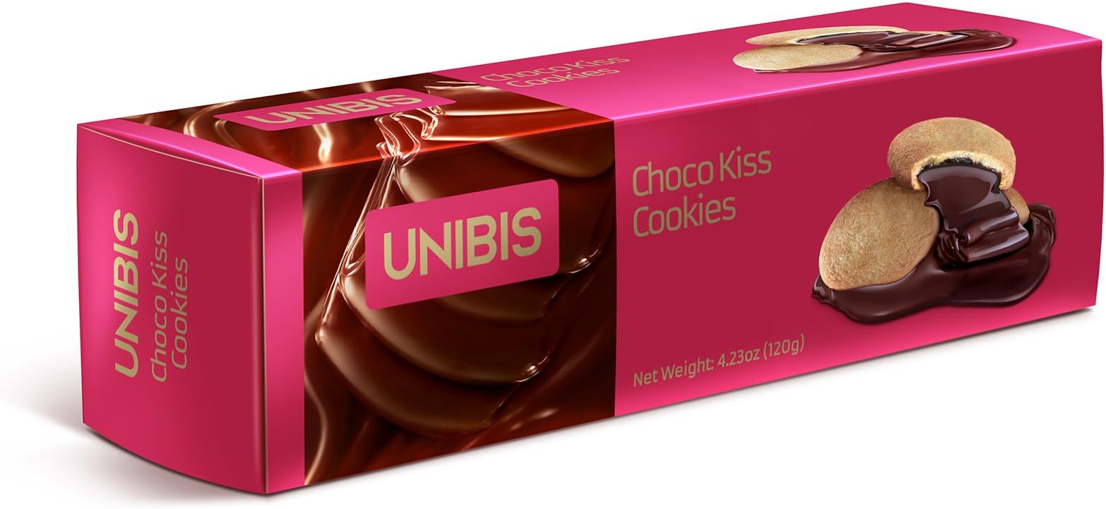 Choco Kiss Cookies - Pack of 3 X 120 Grams - 12.7 Ounces - UNIBIS