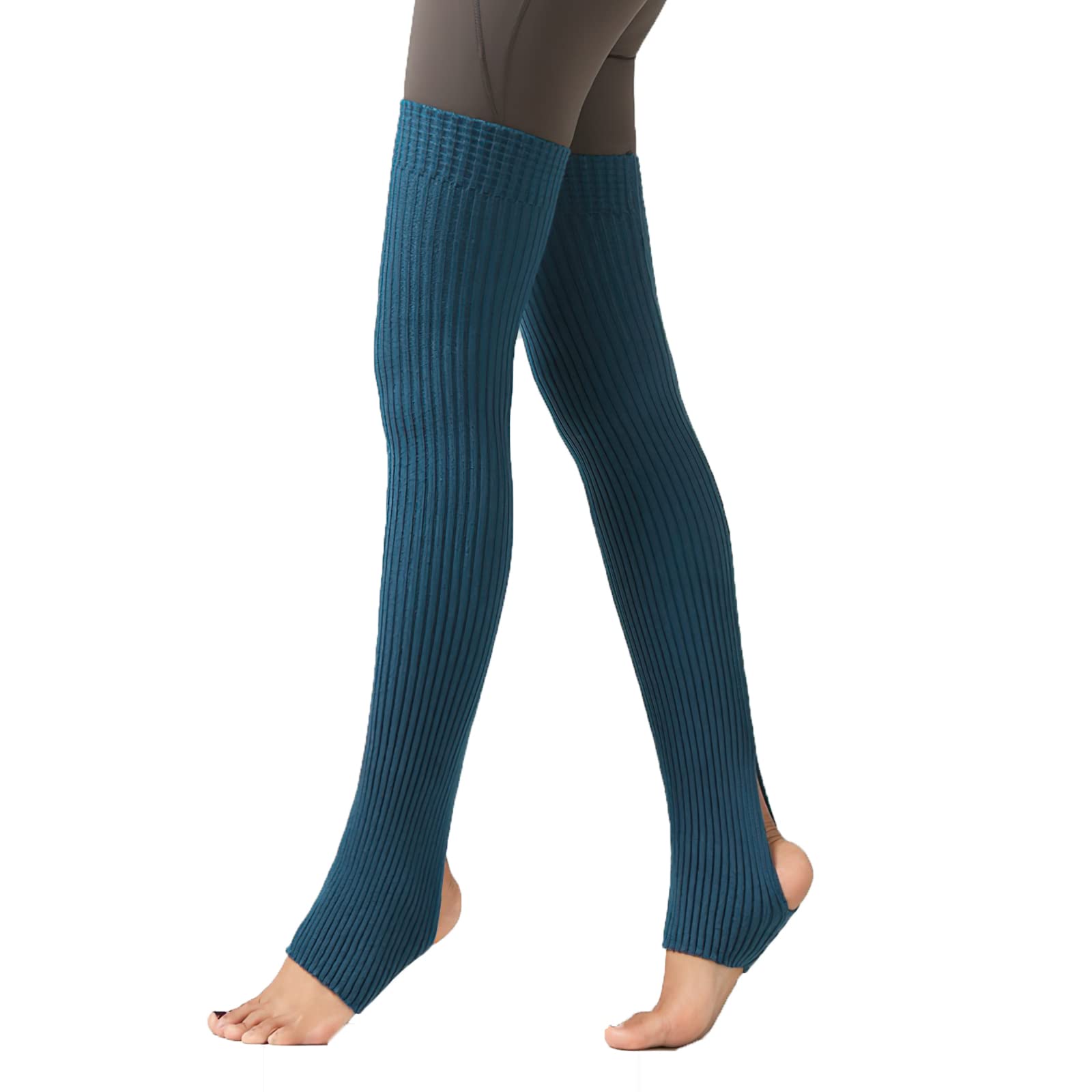 Women Girls Knitting over Knee Socks Thigh High Footless Stirrup Leg Warmers Winter Warm Long Boot Socks Knee High Legging Socks Thermal Long Leg Sleeve Protector Stocking for Yoga Ballet Dance