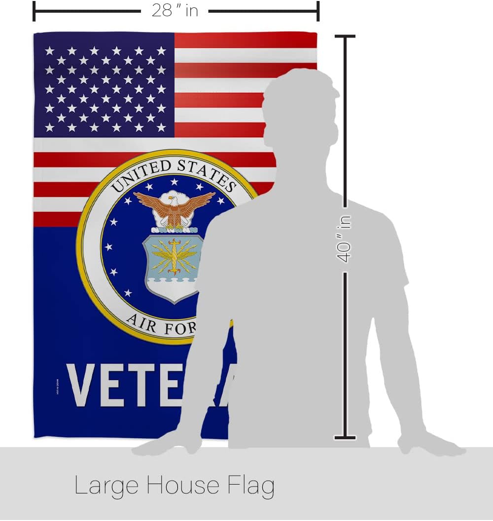 US Air Force Veteran House Flag - 2 pcs Pack Armed Forces USAF United State American Military Retire Official - Decoration Banner Small Garden Yard Gift Double-Sided Made in USA 28 X 40