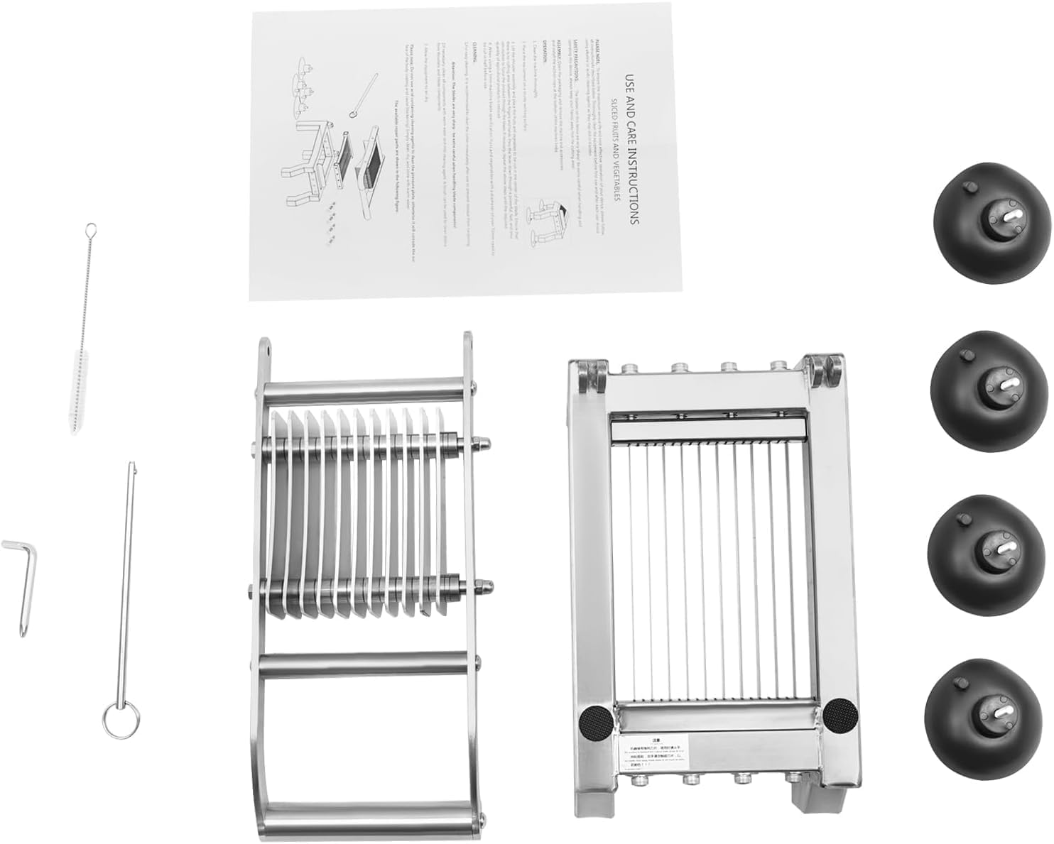 Professioneller Manueller Tomatenschneider, Gemüseschneider Aus Edelstahl Mit Einstellbarer Schnittstärke, Mit 4 Rutschfesten Saugnäpfen, Schnittstärken 5 Mm/10 Mm/15 Mm Für Gurken, Zwiebeln