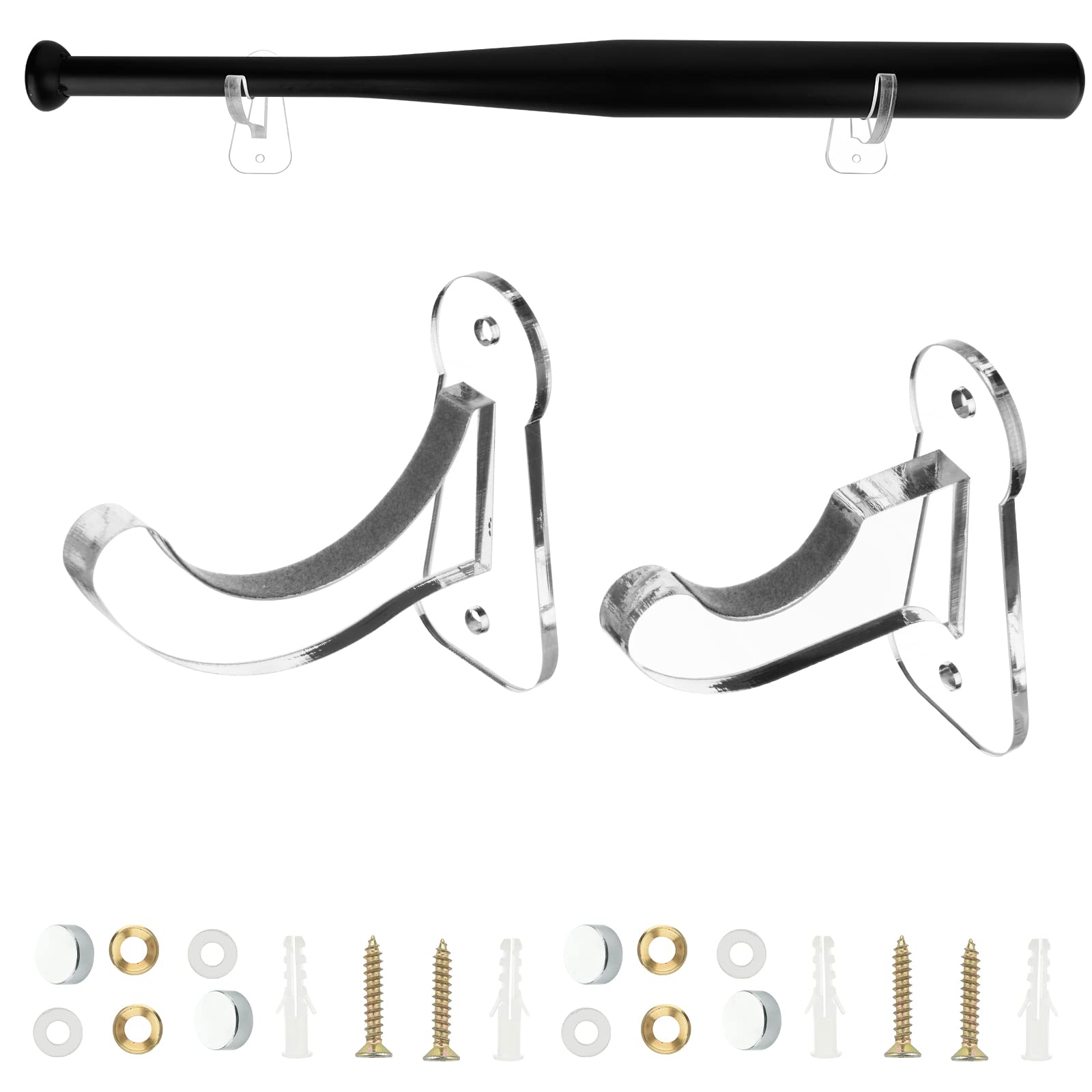 Cosmos 1 Set Acrylic Baseball Bat Wall Mount Holder Stand Horizontal Baseball Bat Display Rack Hanger Softball Bat Wall Mount for Memorabilia &