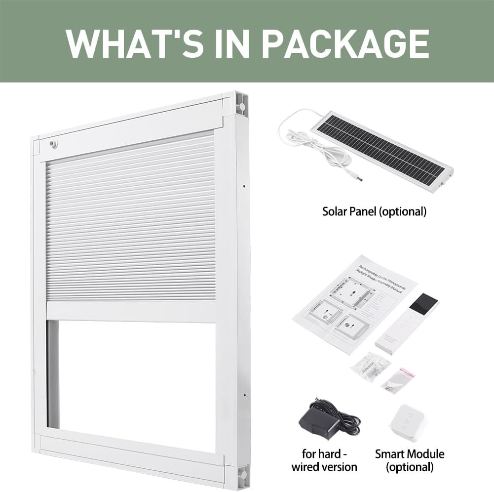 Zshine Motorized Cellular Shades Cordless Honeycomb Blinds Full Blackout Fabric Window Shades for Skylight (Blue Sky 93021I)