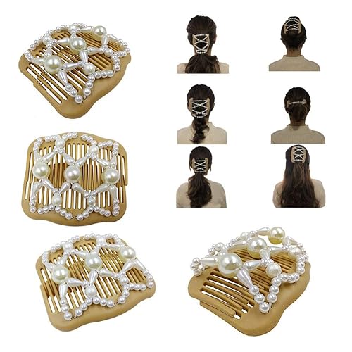 Miniatura 5 de Pinzas gruesas de perlas para el cabello, accesorios para el cabello con cuentas de alta calidad para mujeres, soporte para coleta de caballo y