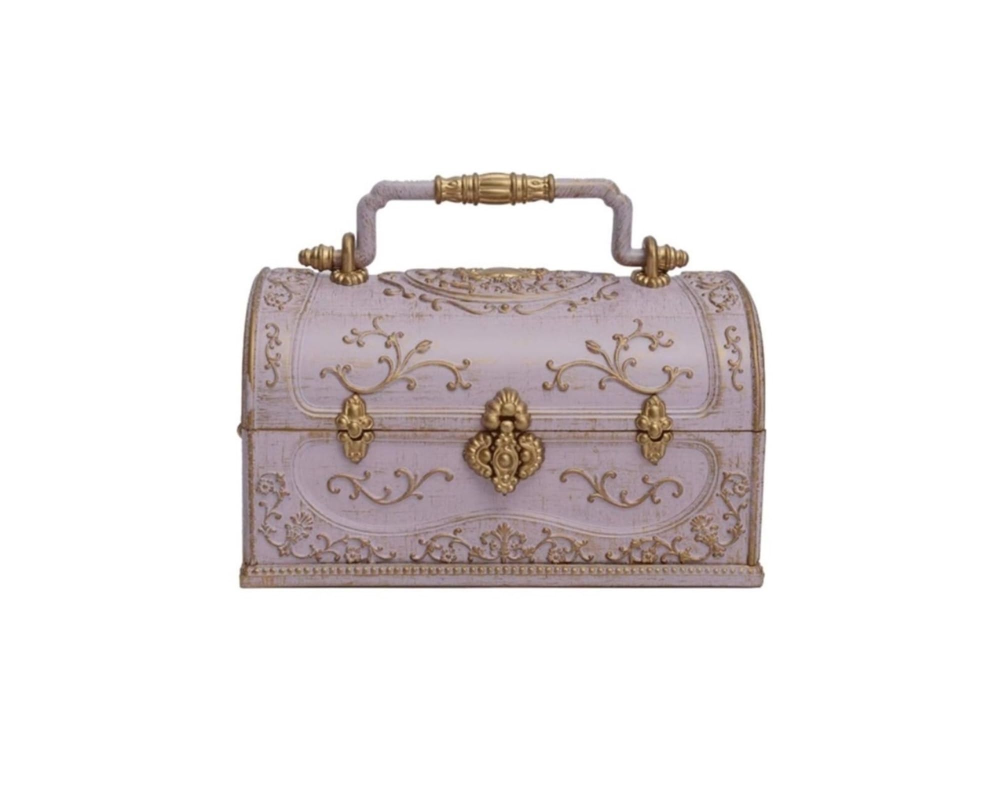 Scatole Per Gioielli Con manico portatile Orecchini ad anello ornato Custodia for tesori Scatole di gioielli musicali in plastica for organizer for gioielli da donna e ragazza Cofanetti E Scatole