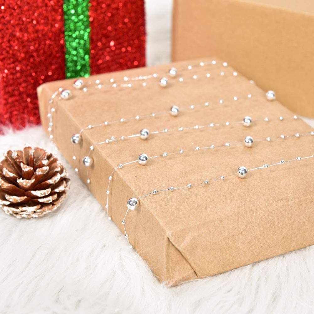 Just Flowers Artificial Faux Pearl Beads Chain Garland 3 mm for Jewelry Making, Decoration, Embellishing Handbags, Garments, Craft Accessories, (10 Meter, Silver) 1