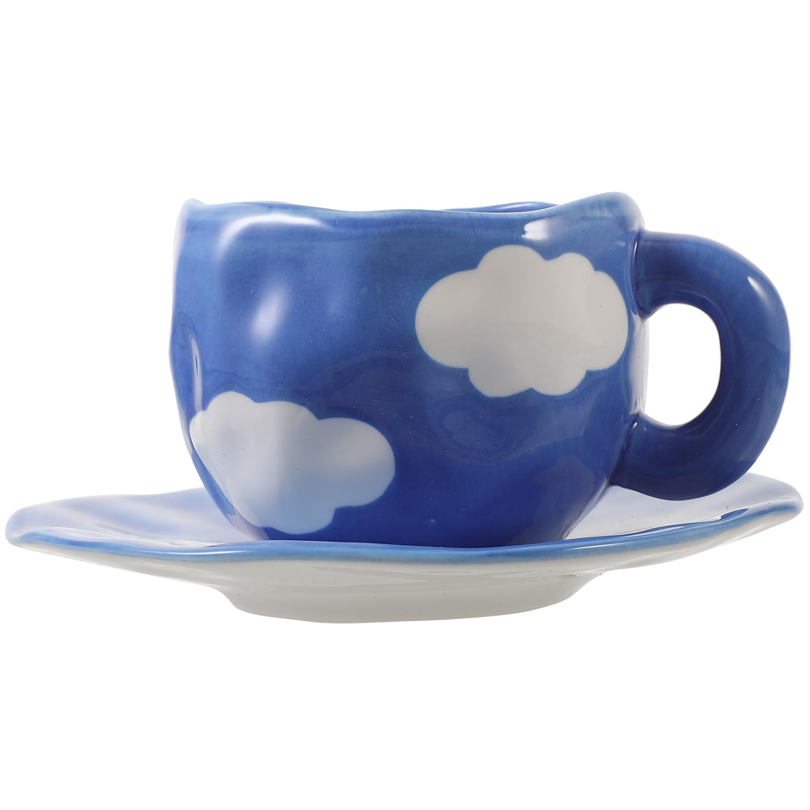 TOPBATHY Taza de Desayuno de Cerámica Azul 201-300ml, Juego 1 | Café y Té, Uso en Oficina o Cafetería, Diseño Sencillo Líneas Bonitas, Uso Versátil