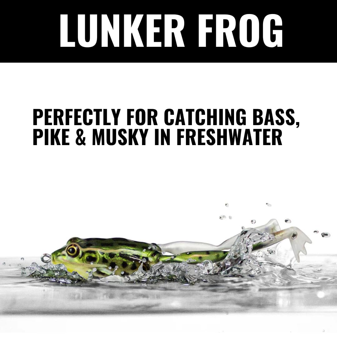 Lunkerhunt - Kit de señuelo de Pesca (Paquete de 3) | 1 Tortuga, 1 Rana, 1 pez Sol | Cebo de Pesca de Agua Superior para Pesca de lubina, anzuelos sin Malas Hierbas