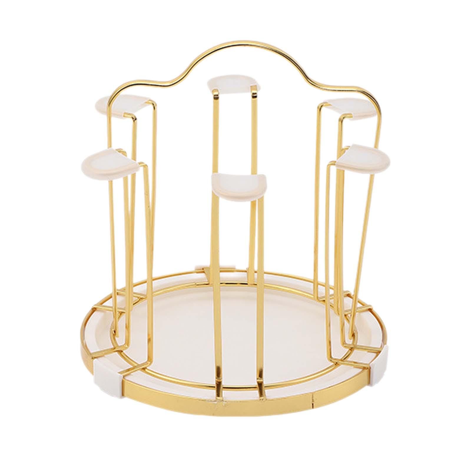 Qianly Cup Drying Rack with Drainboard Tray, Cup Stand Holder, Drinking Glass Drainer Stand Mugs Cups Organizer for Tea Shop Office, White, 20cmx21cm