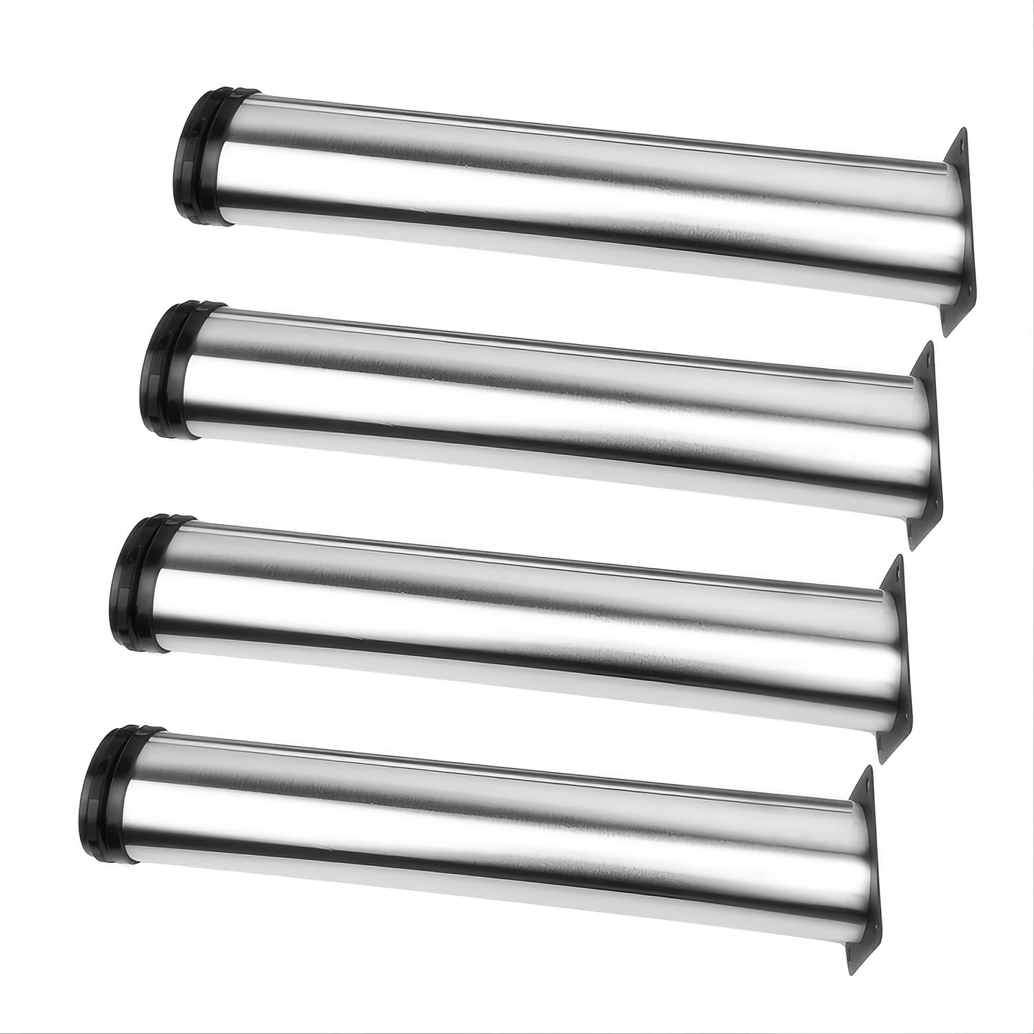 Qrity 4 Piezas Patas para Muebles Altura Regulables, Total: 500-520mm Armario de Cocina Pies Redondo, Metal Cromado, para Sofas, Mesa, Cama