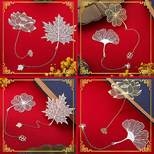 Jummisy 12 Pieces Metal Bookmarks With Chain For Women Metal Leaf Bookmark Unique Bookmarks Plant Bookmark Vintage For Book Lovers Writers Readers Children Teens Adults Gold Silver And Rose Gold #TOP6