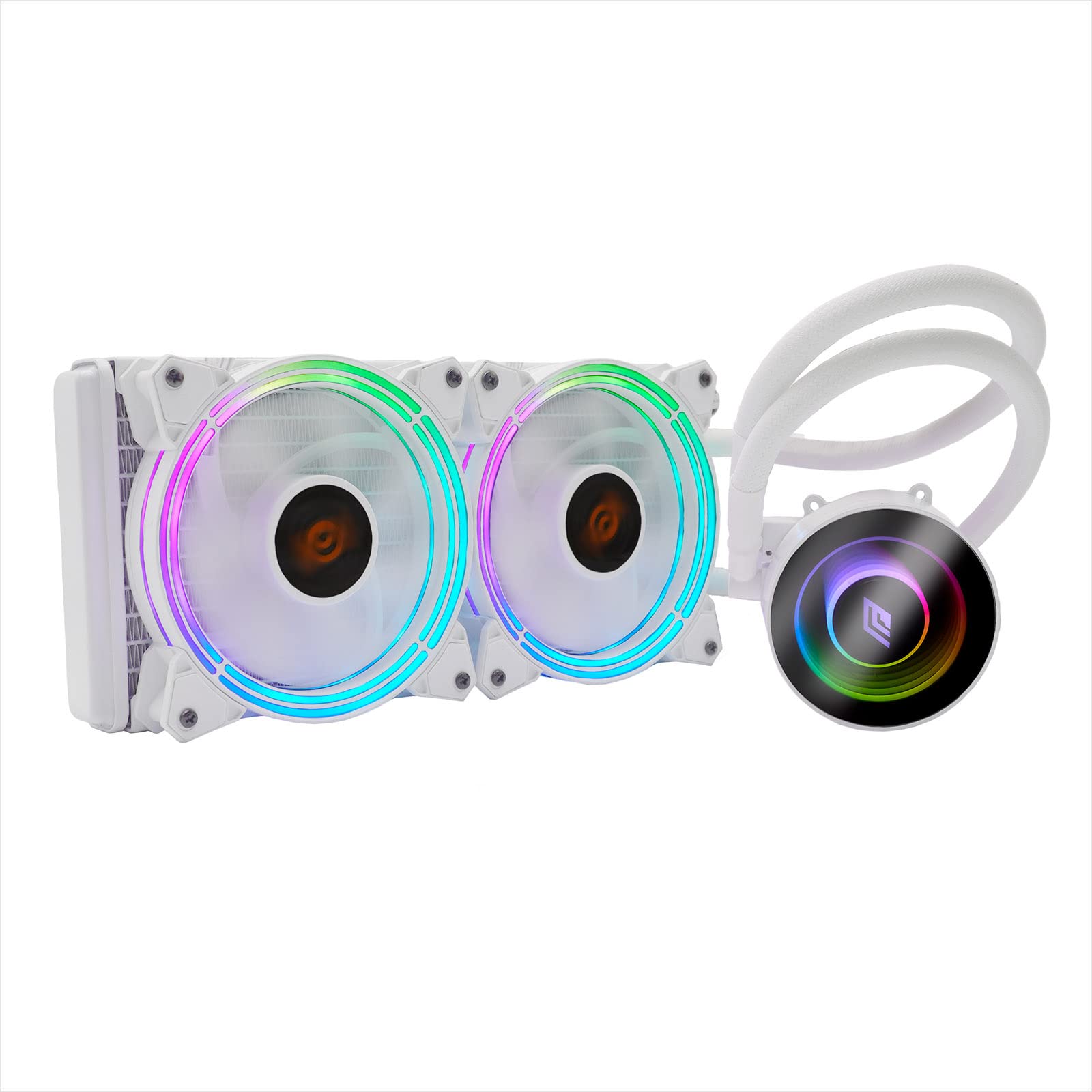 Noua Siberus TR241 Biały CPU Cooler, System chłodzenia TDP 200W, Radiator Wody AIO, Wentylatory PWM Triple Halo ARGB 120 mm, chłodnica 240 mm, Kompatybilny z AMD/Intel 1200 AM4